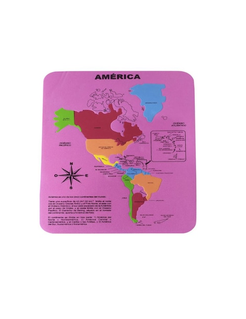 Rompecabezas Fabi y Sofy Mapa de América (rosa)