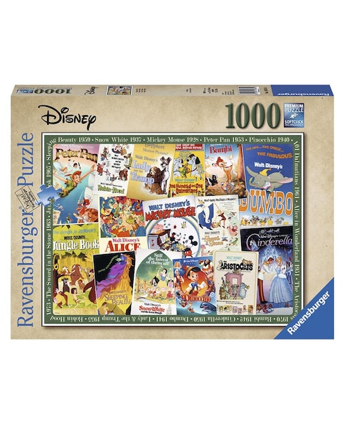 Rompecabezas Ravensburger Póster Películas Vintage Disney 1000 piezas