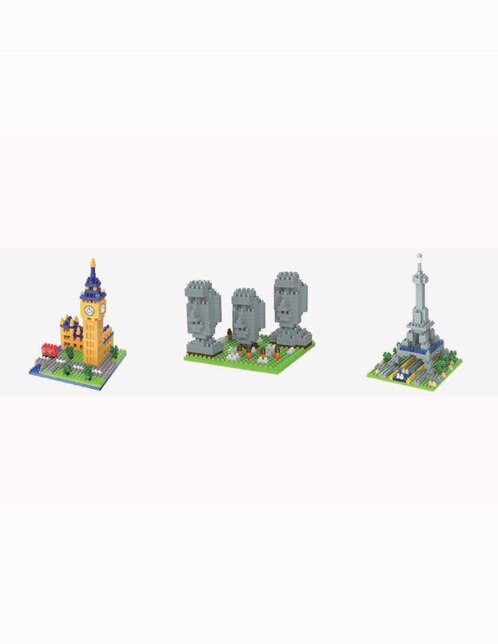 Pack 3x2 Minibloques Big Ben- Isla de Pascua-Torre Eiffel