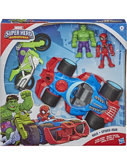 Figuras de Acción Spider-Man y Kulk Hasbro Marvel Super Hero Adventures |  