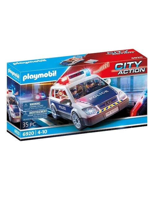 Juguete de Construcción Playmobil Coche de Policía con Luces y Sonido de City Action con 35 piezas