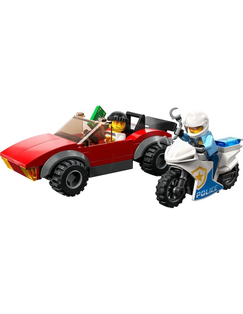 Set bloques Lego Moto de policía y auto a la fuga con 59 piezas