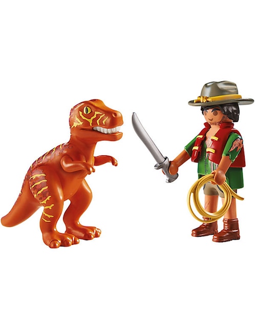 Set de construcción Playmobil Pm aventurero con t-rex con 5 piezas