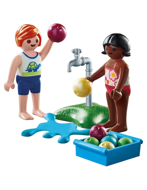Set construcción Playmobil Niños con globos de agua de Special Plus con 14 piezas