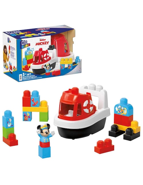 Set construcción Mattel Disney Clásico Mega Blocks Bote de Mickey con 18 piezas