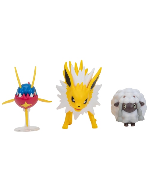 Set figuras Pokémon Carvanha, Jolteon y Wooloo Jazwares