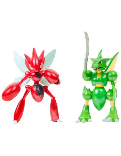 Set figuras acción Pokémon Scyther Jazwares articulada