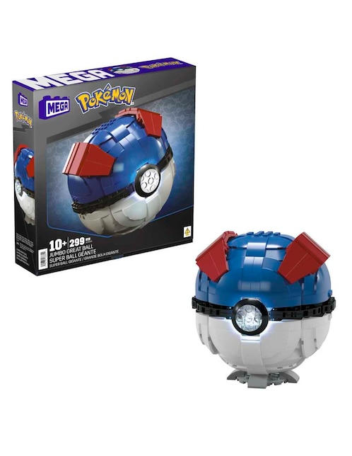 Set construcción mega Pokémon Mega Gran Pokébola Jumbo con 299 piezas