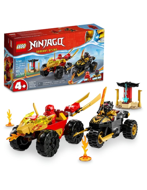 Bloques Lego Ninjago Batalla en Auto y Moto de Kai y Ras con 103 piezas
