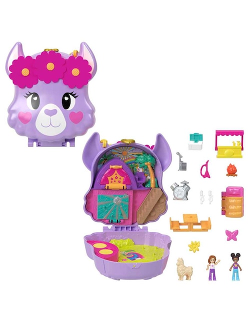 Set muñeca fashion Polly Pocket Llama Campamento de Aventura