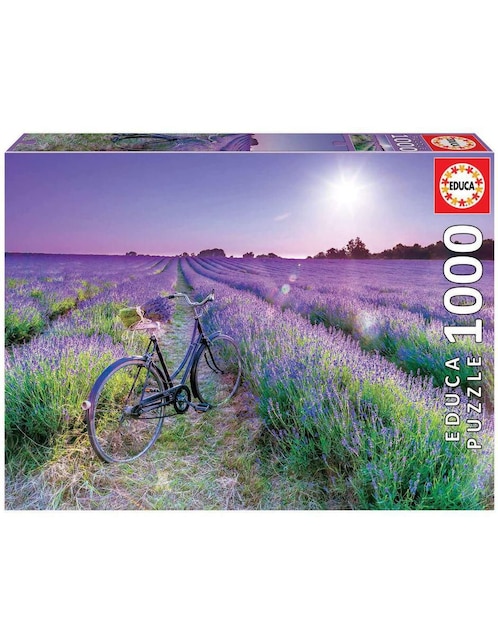 Rompecabezas Bicicleta en un campo de lavanda Educa 1000 piezas