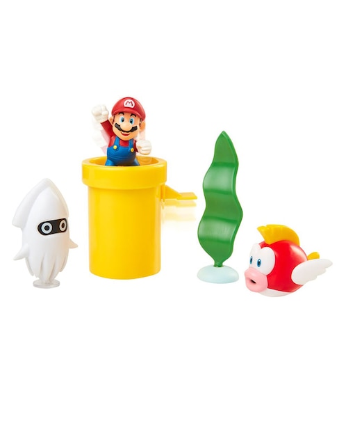 Set figuras acción Super Mario Cheep Cheep y Bloope Jakks Pacific