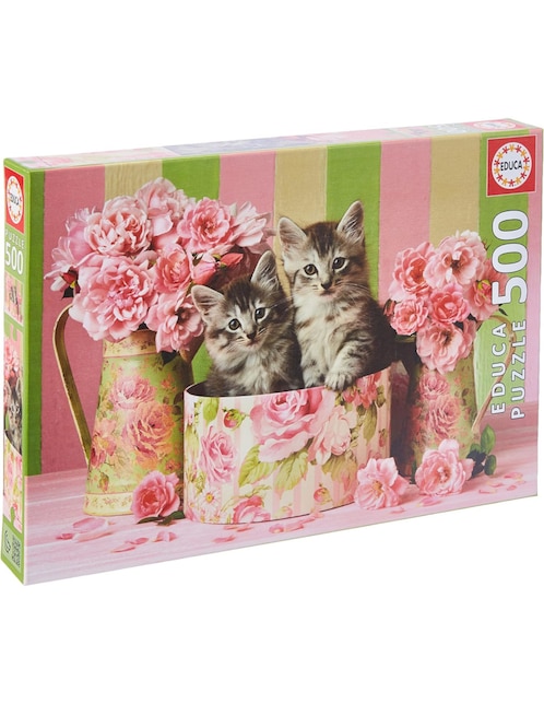 Rompecabezas Gatitos con Rosas 500 piezas Rompecabezas Gatitos con Rosas 500 piezas