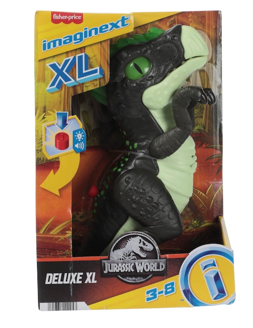 Figura de acción articulada Jurassic World Fisher Price con luz y sonido