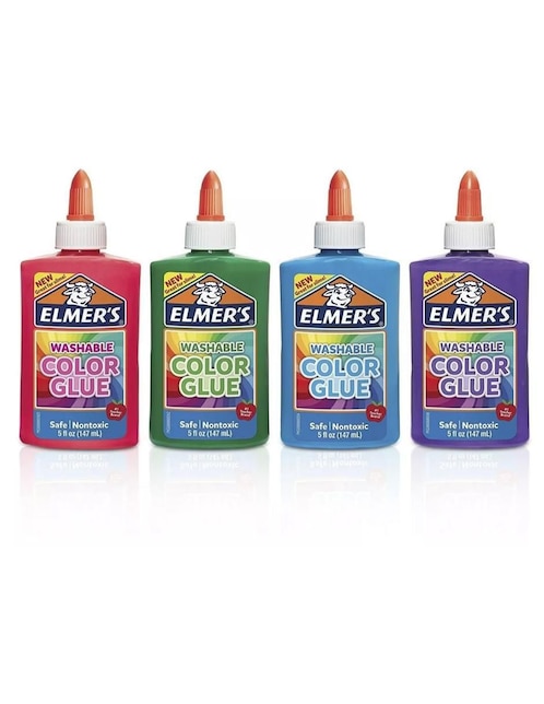 Pegamento líquido varios colores elmers 4 piezas para slime Elmer's