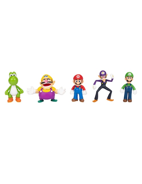Set figura de acción Super Mario Yoshi, Wario, Mario, Waluigi, Luigi Jakks Pacific