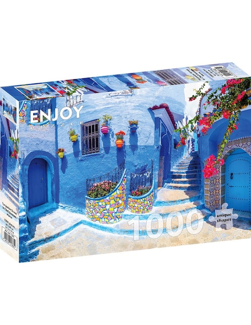 Rompecabezas Lugares famosos del mundo Calles de Chefchaouen, Marruecos Enjoy Puzzle 1000 piezas