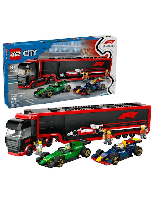 Lego City F1 Truck with RB20 & AMR24 F1 Cars 60445