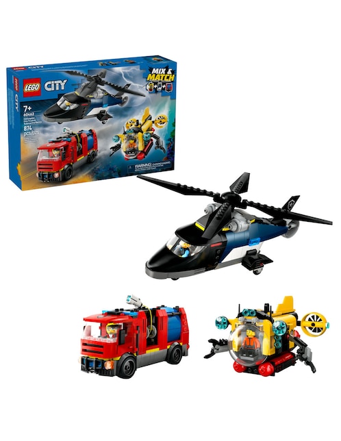 Lego City Remix: Helicóptero, Camión de Bomberos y Submarino 60462