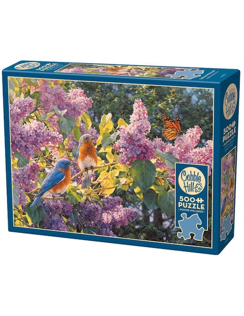 Rompecabezas Flores Pájaros En Primavera Cobble Hill 500 piezas