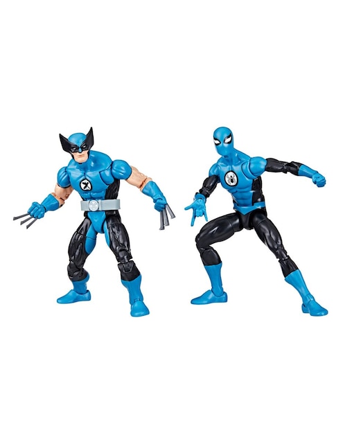 Set figuras acción articuladas Fantastic 4 Wolverine y Spider-Man Collectors Marvel