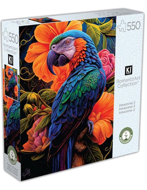 Rompecabezas Pájaros en la jungla Amazonia II RomantzArt Ki Puzzles 550 piezas
