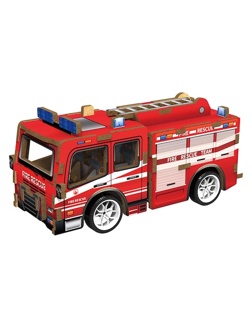 Rompecabezas camion de bomberos 3D mini wooden fire truck puzzle 36 piezas 1