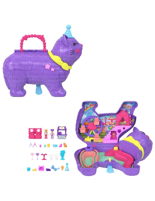 Muñeca Polly Pocket cCompacto piñata gatito