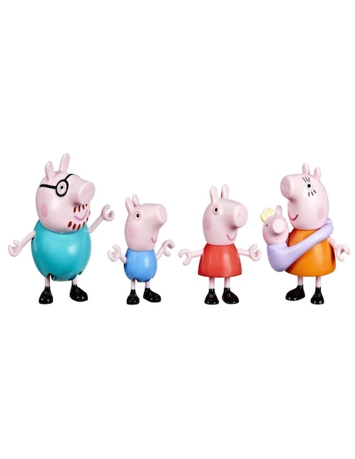 Set de figura de colección articulada Papá cerdito, Mamá cerdita, George, Peppa y la bebé Evie Peppa Pig