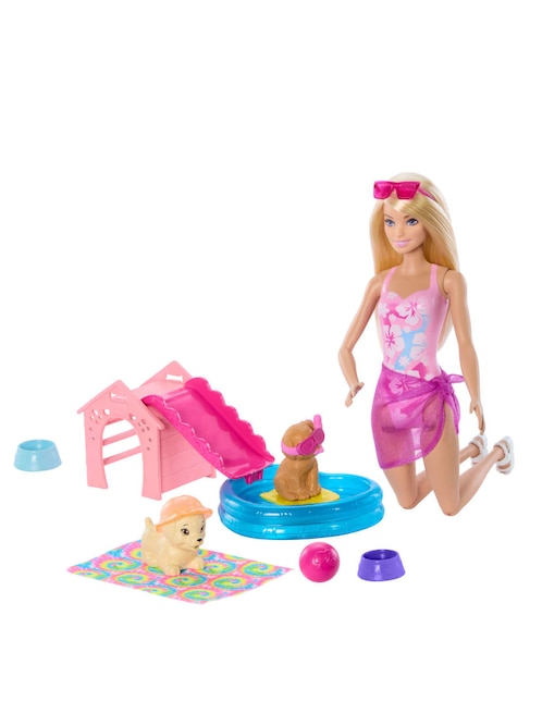 Set muñecas Barbie Barbie Fiesta en la Piscina con Perritos