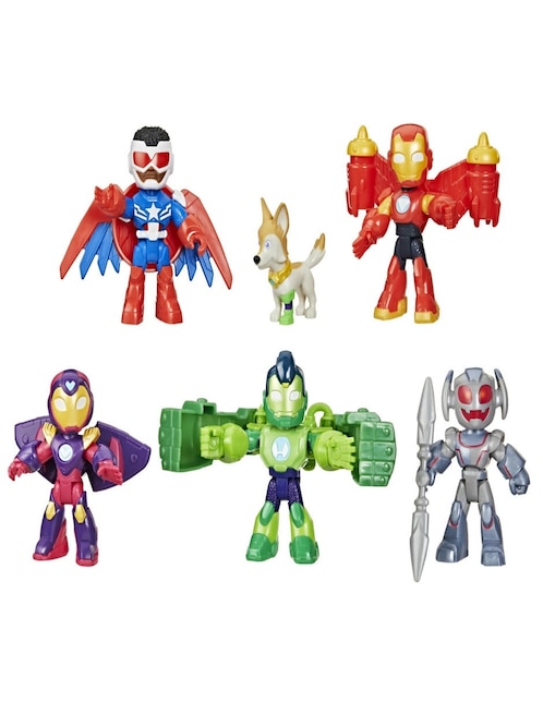 Set figuras de juguete articulada Iron Man y Sus Sorprendentes Amigos Vengadores blindados especial Marvel