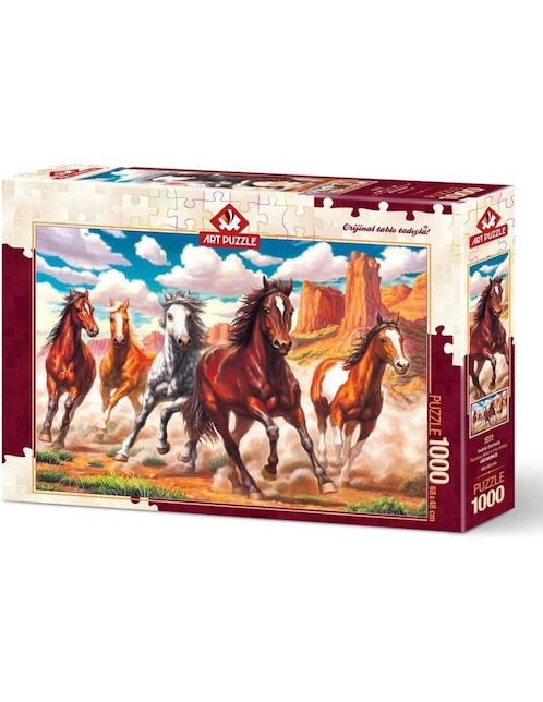 Rompecabezas caballos corriendo salvajemente en el valle Art Puzzle 1000 piezas