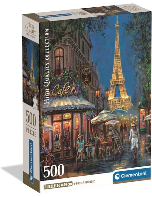 Rompecabezas Torre Eiffel, París Cafe Eiffel de Noche 500 piezas 1