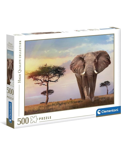 Rompecabezas elefantes Atardecer en África 500 piezas 1