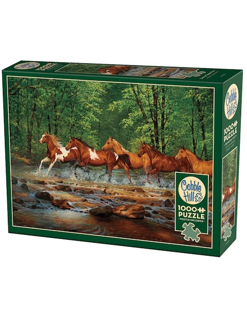 Rompecabezas Caballos Spring Creek Run Cobble Hill 1000 piezas