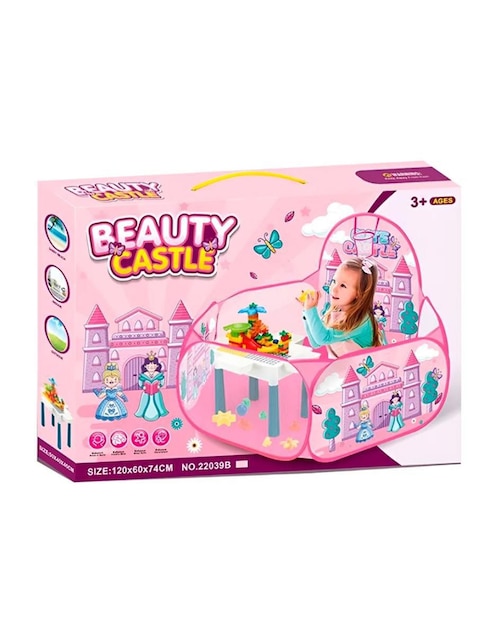 Cowmmerce Set de bloques de construcción con mesa multiactividad y casa de juegos Castillo de princesas