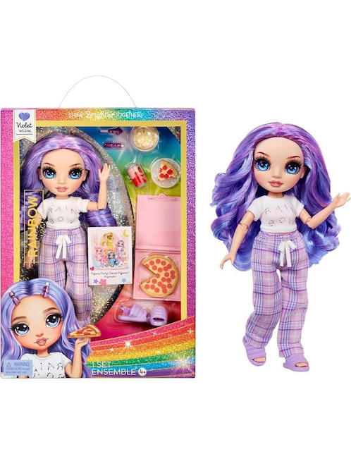 Muñeca fashion Rainbow High Violet Willow Pj Party