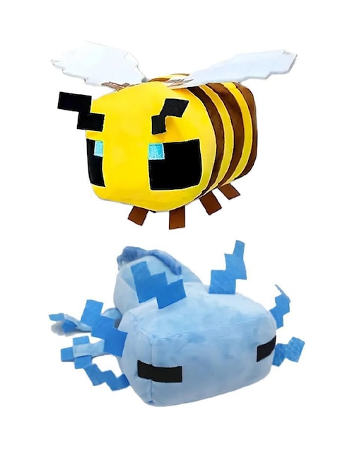 Set de peluches de Minecraft Güish La Abeja y el Ajolote