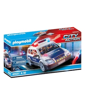 Juguete De Construcción Playmobil Coche De Policía Con Luces Y Sonido De City Action Con 35 Piezas