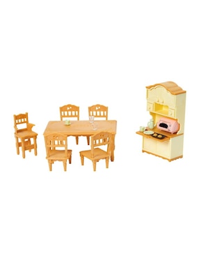 Set De Cocina Juguete Sylvanian Families Dining Room 15 Piezas