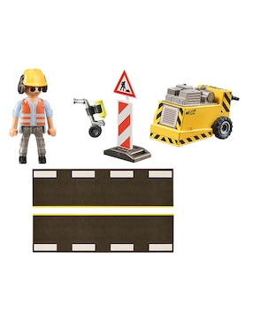 Set De Construcción Playmobil Trabajador De La Construcción Con Cortador De Bordes De City Action Con 15 Piezas