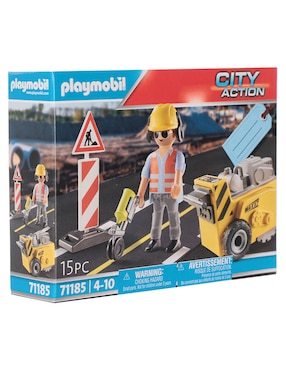 Set de construcción Playmobil Trabajador de la construcción con cortador de bordes de City action con 15 piezas