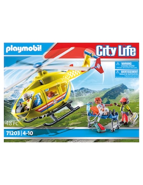 Set construcción Playmobil Helicóptero de rescate de City Life con 48 piezas