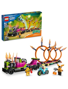 Set de construcción Lego Desafío acrobático: camión y anillos de fuego de City con 479 piezas