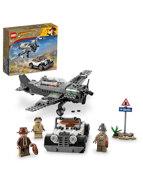 Set de construcción Lego Persecución del Avión Caza de Indiana Jones con 387 piezas
