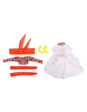 Ropa y accesorio de muñeca Top floral y falda larga Distroller