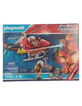 Set Construcción Playmobil Helicóptero De Bomberos De City Action Con 57