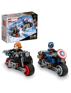 Set construcción Lego Super Heroes Marvel Motos de Black Widow y el Capitán América con 130 piezas