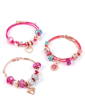 Pulseras de charms de halo: Rosa Princesa Make it Real