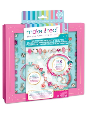 Pulseras de charms de halo: Rosa Princesa Make it Real